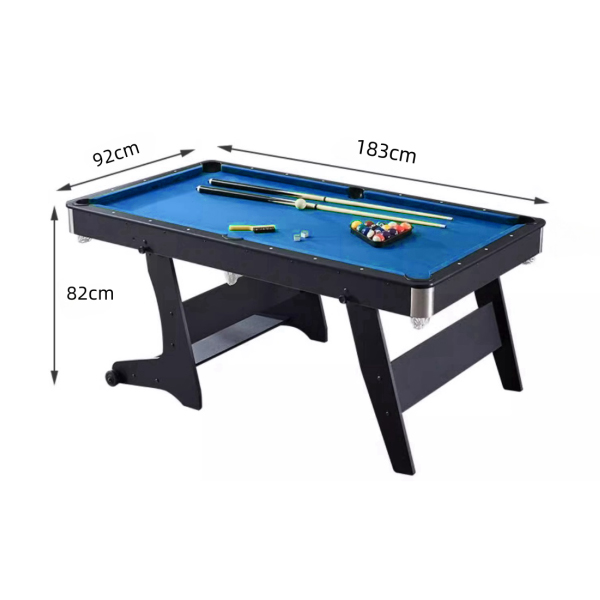 6FT Home Pool Table Foldable Billiard Table Multi Functional Pool Table - Blue Felt