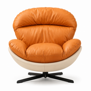 Modern Ergonomic Wingback Swivel Chair | 360° Rotatable Reclining Lounge Chair with PU Leather Upholstery & Plush Cushion Comfort
