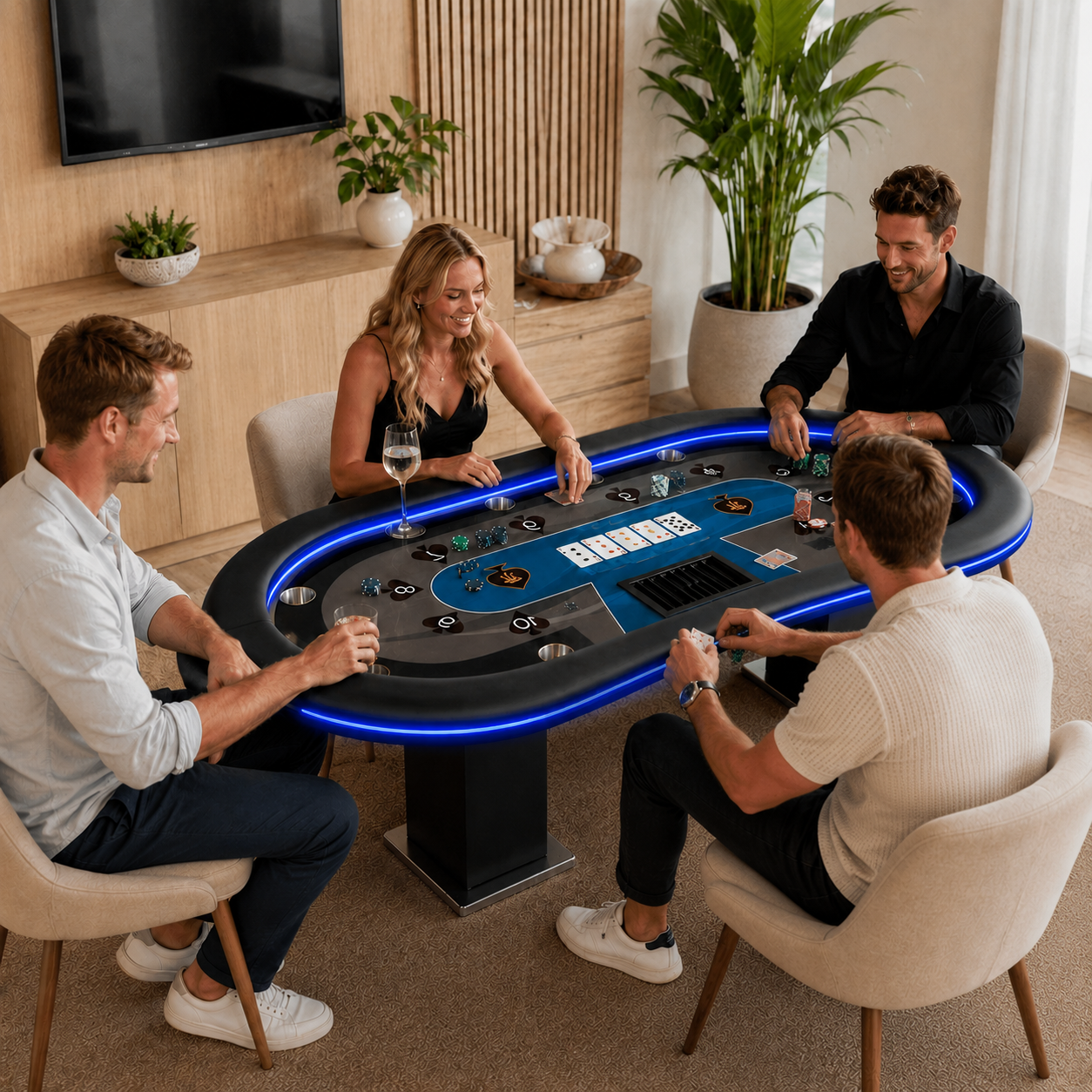 10-Player LED Poker Table for Home Game Rooms & Clubs