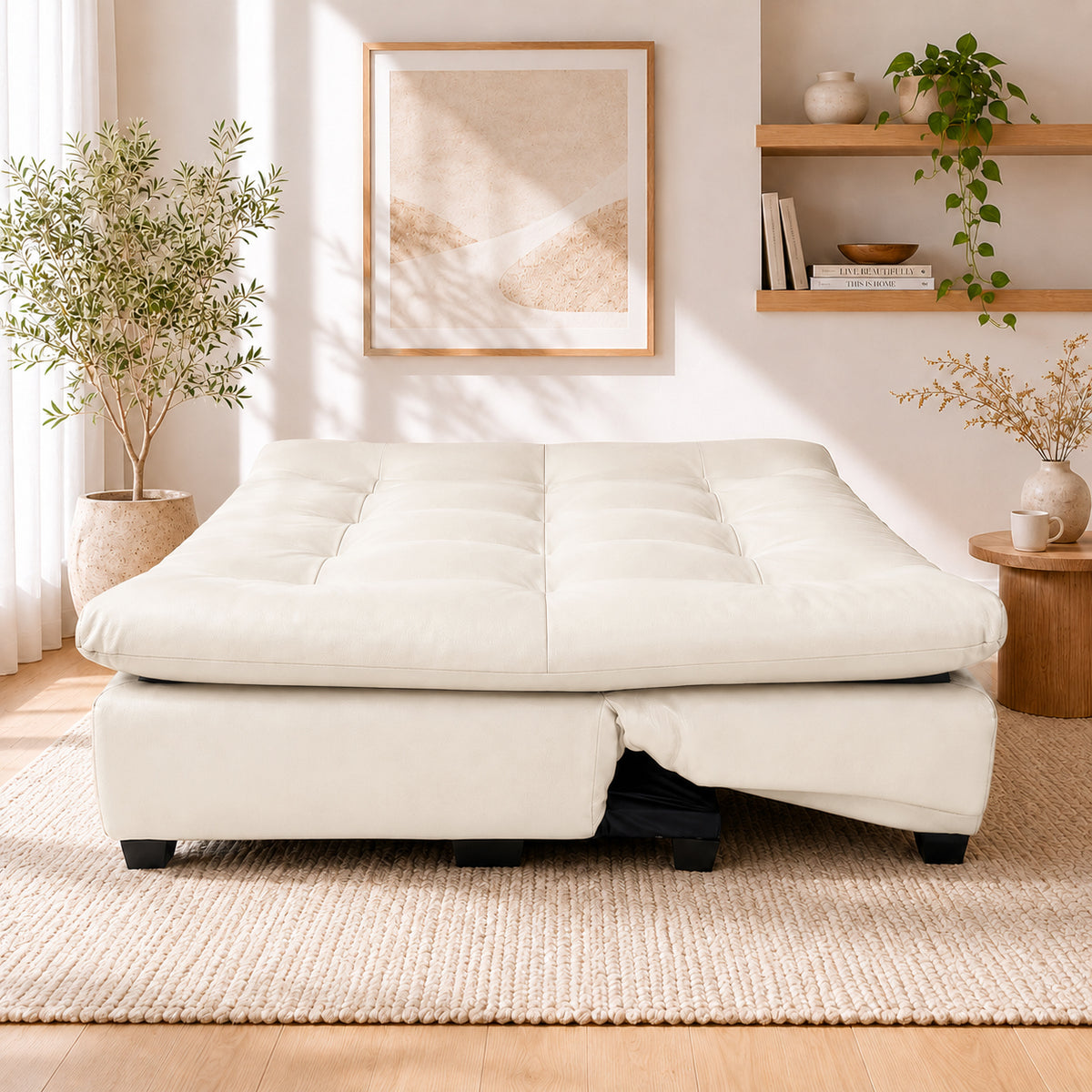 Kooka Living Sofa Bed Living Room Small Apartment Synthetic PU Surface Upholstery Sofa Bed Folding Dual-Purpose