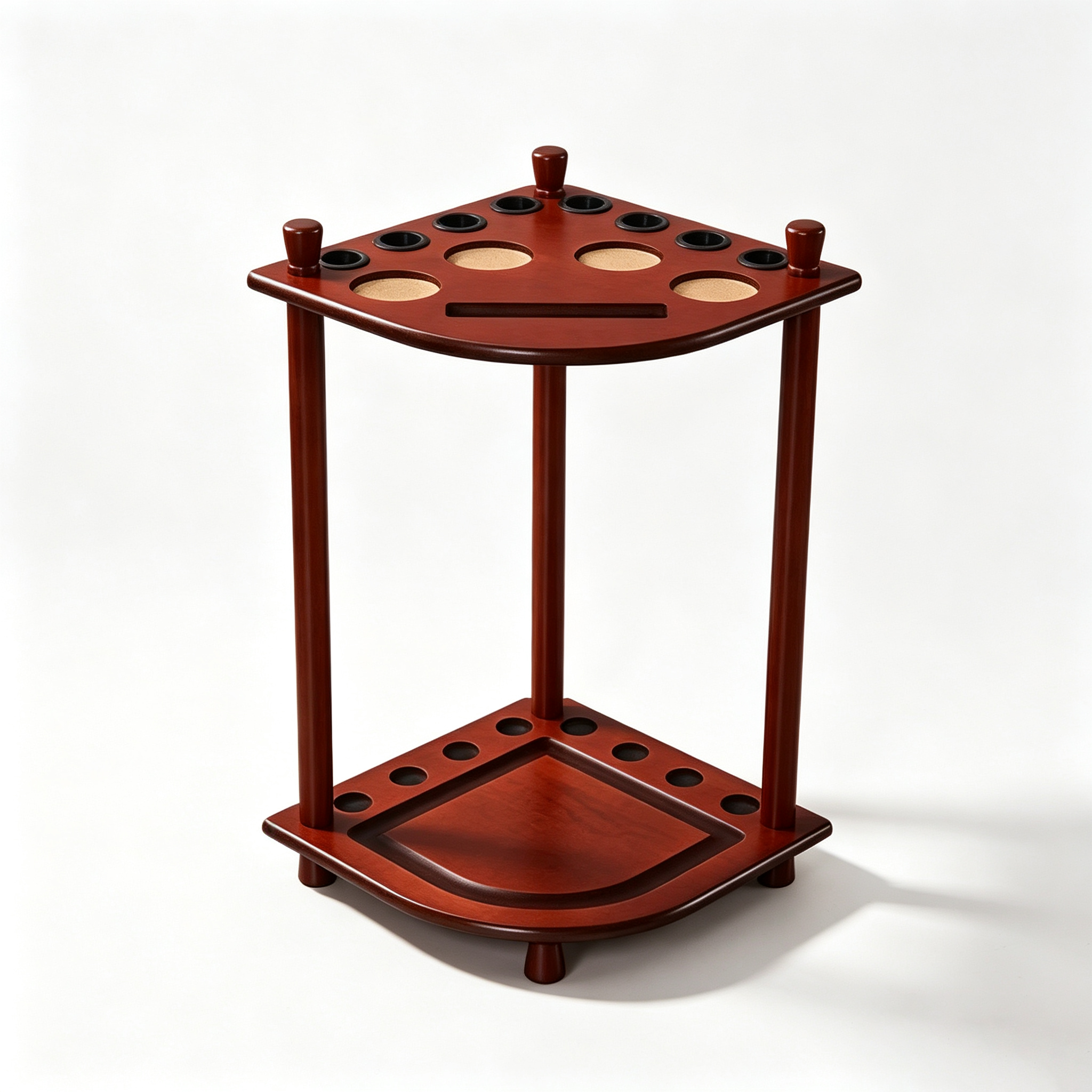 Fan-Shaped Freestanding Wooden Billiard Cue Rack for 8 Pool & Snooker Cues Black/Walnut