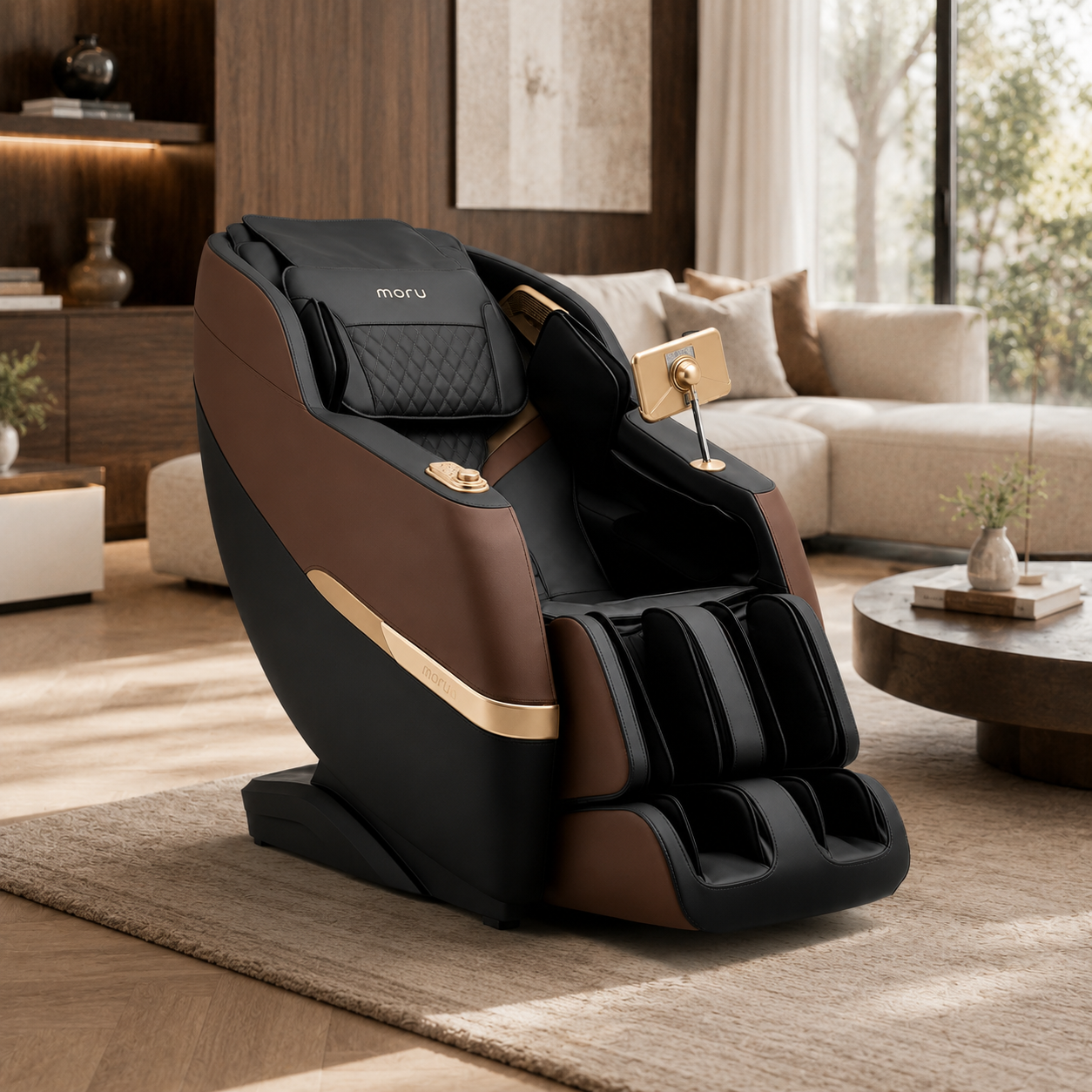 MORU Serene R5 Plus Compact Full Body Massage Chair | Shiatsu Recliner with Wave Air Compression, Waist Heat Therapy & Bluetooth Audio