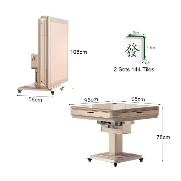 42 MM Chinese Style Folding Automatic Mahjong Table / Dining Table / 2 Sets 144 Tiles