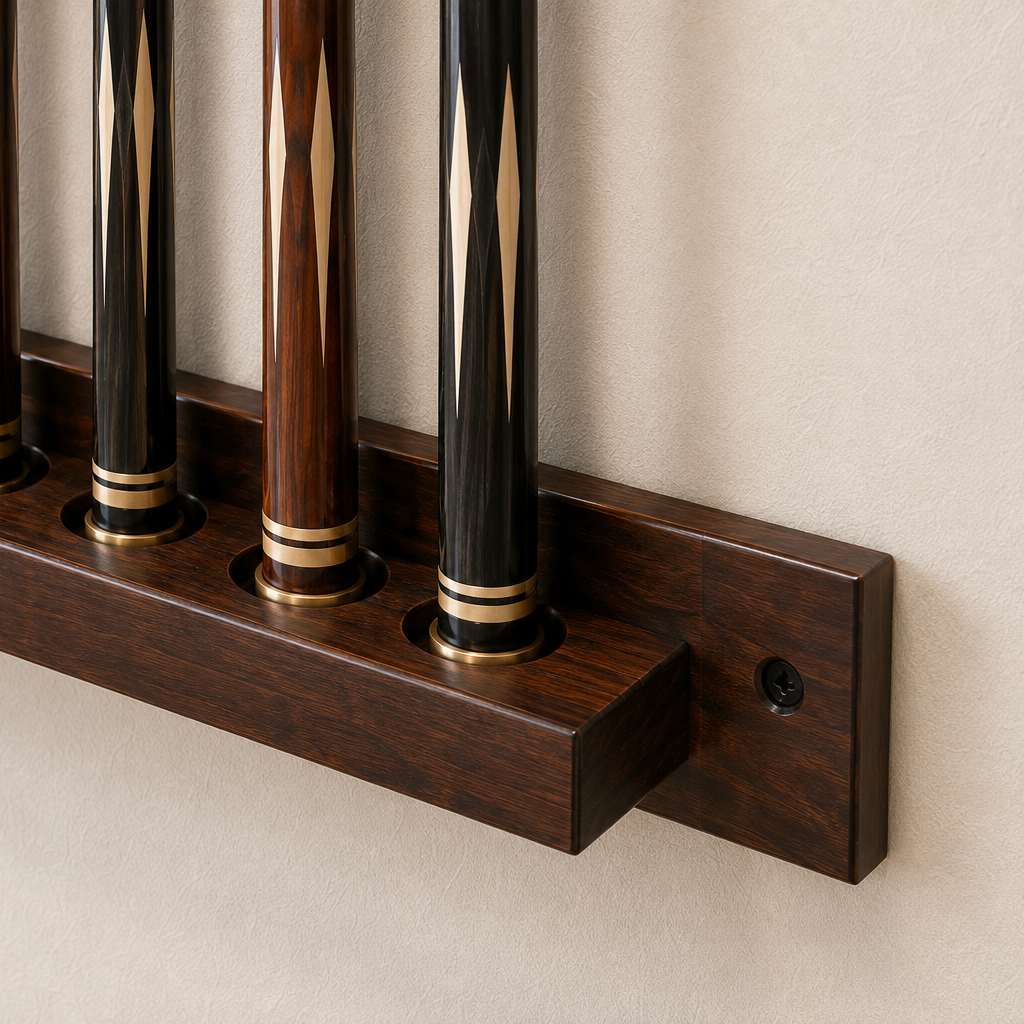 Solid Wood Wall-Mounted Billiard Cue Rack for 6 Cues Black/Walnut