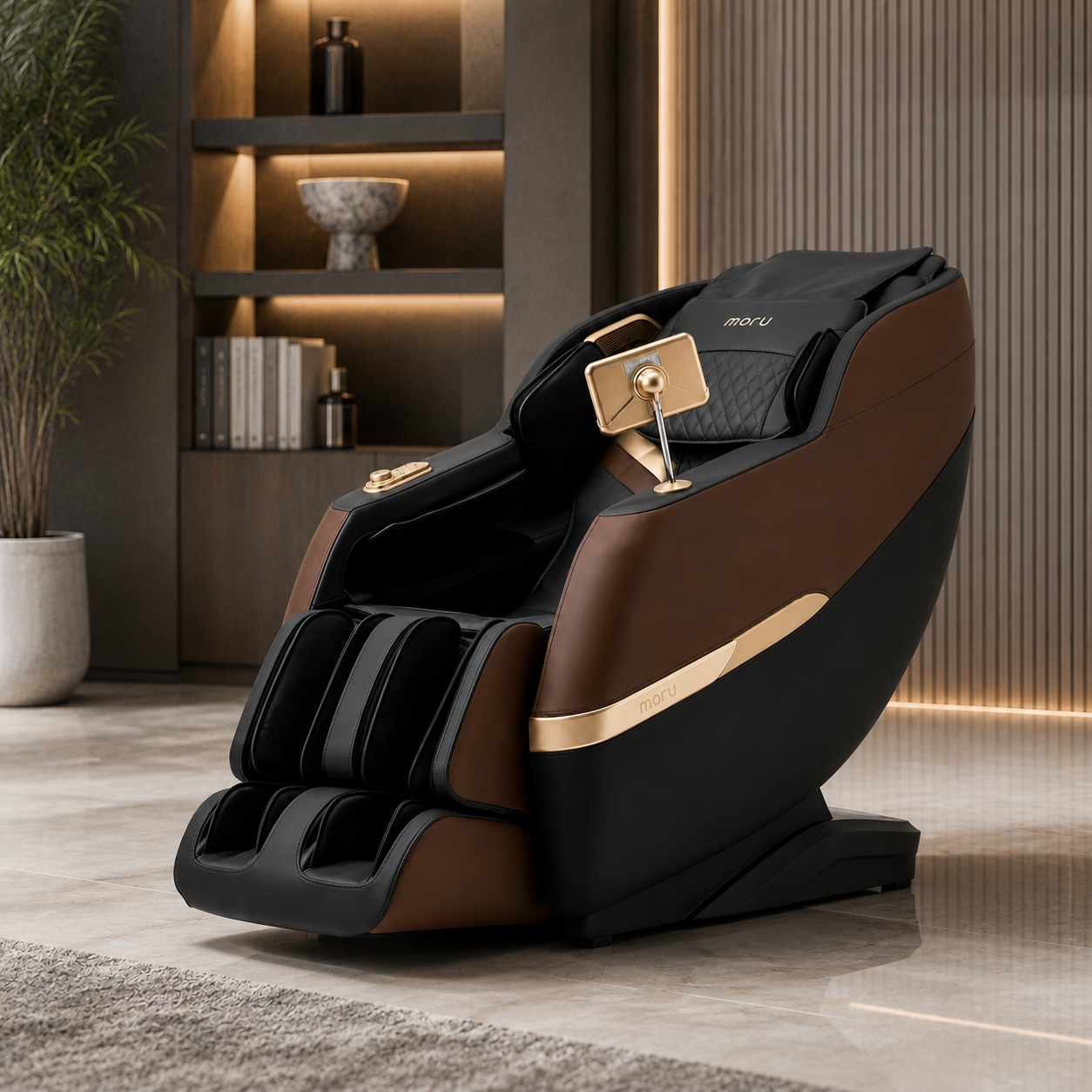 MORU Serene R5 Plus Compact Full Body Massage Chair | Shiatsu Recliner with Wave Air Compression, Waist Heat Therapy & Bluetooth Audio