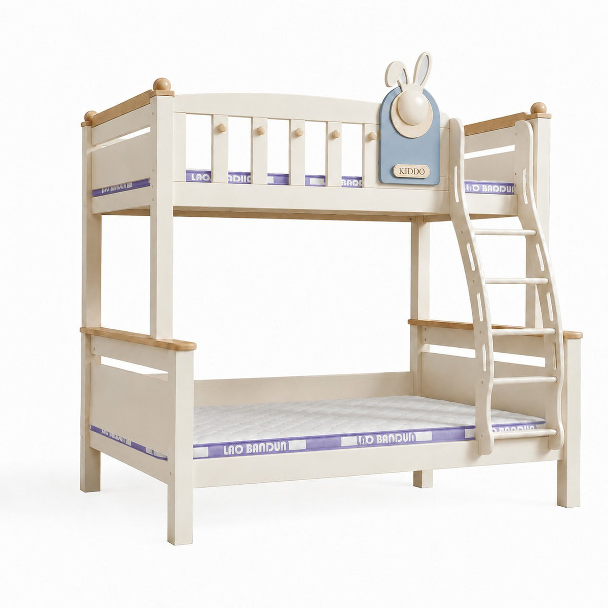 Kooka Living Lumi Kids Bunny Dream Rabbit Bunk Bed | Solid Wood Kids Bed with Storage Drawers, Optional Stair Cabinet & Complimentary Mattress