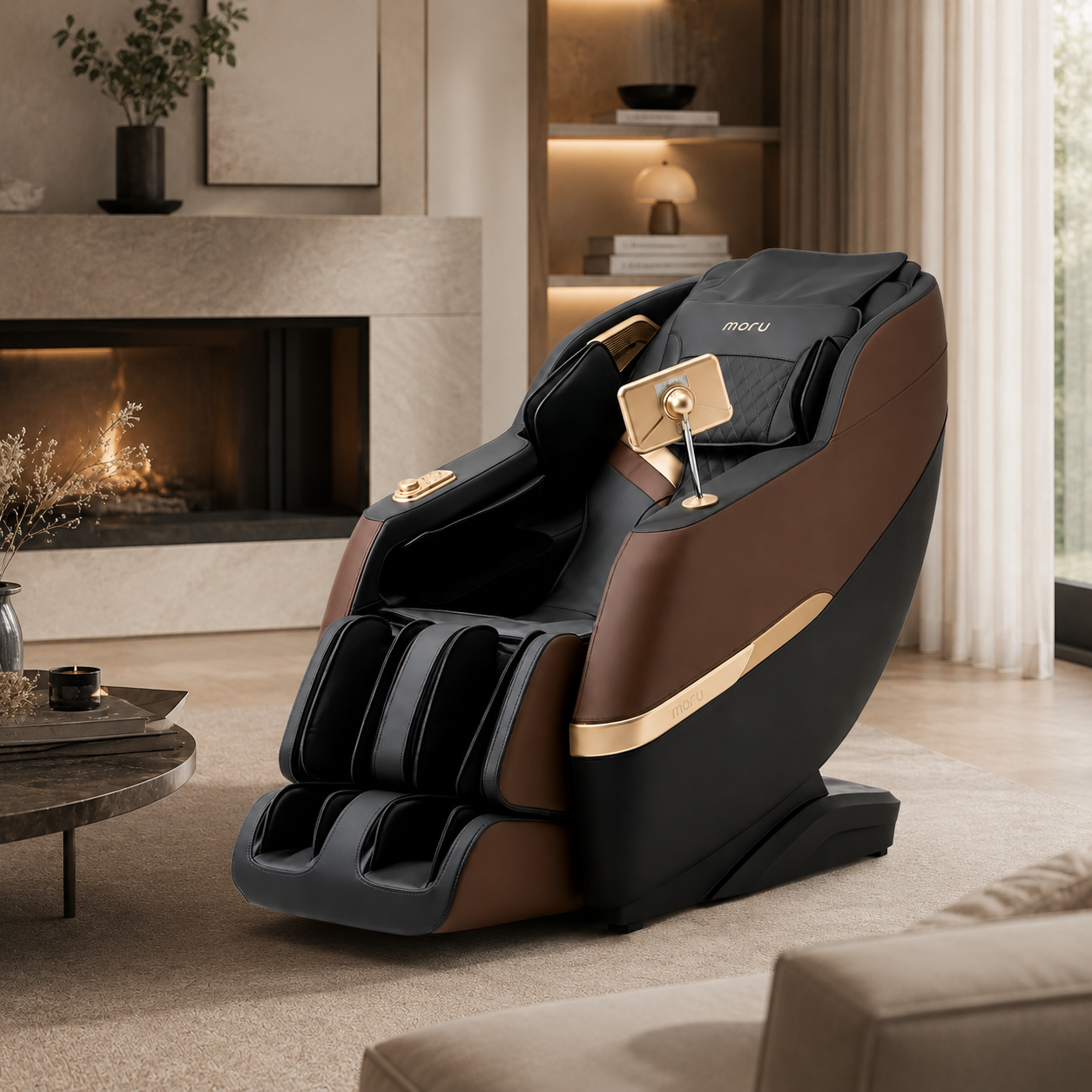 MORU Serene R5 Plus Compact Full Body Massage Chair | Shiatsu Recliner with Wave Air Compression, Waist Heat Therapy & Bluetooth Audio
