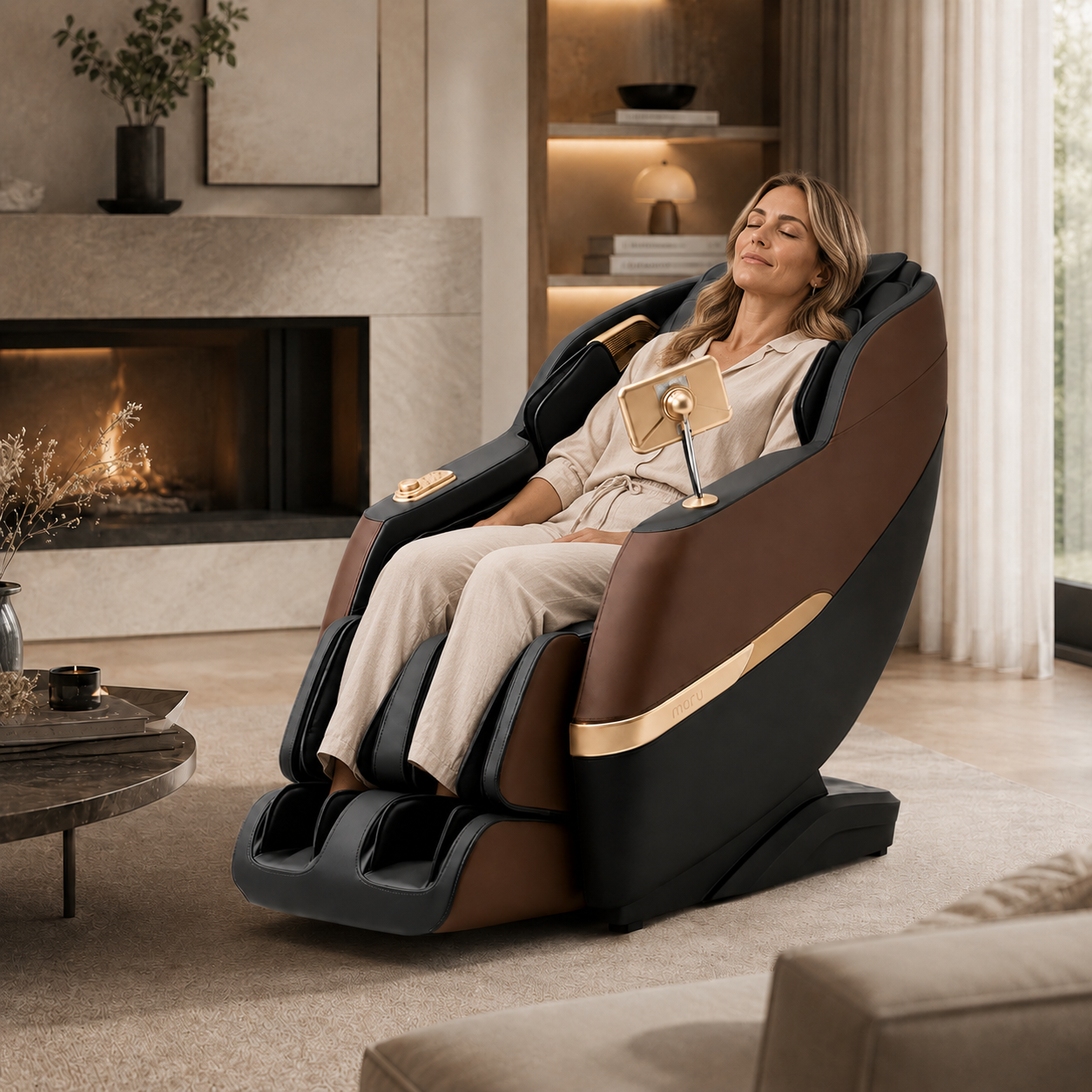 MORU Serene R5 Plus Compact Full Body Massage Chair | Shiatsu Recliner with Wave Air Compression, Waist Heat Therapy & Bluetooth Audio