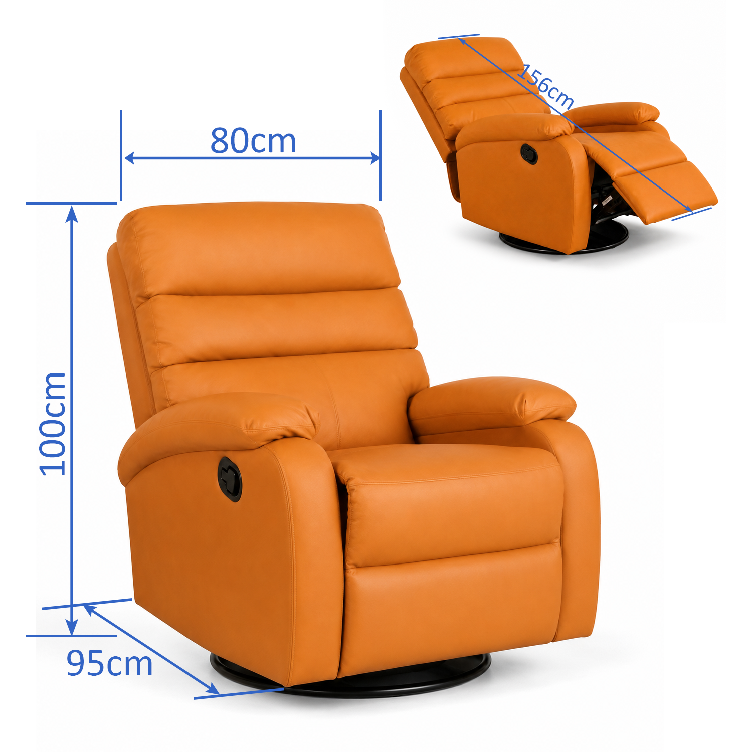 Convertible Lazy Sofa Chair | Reclining Swivel Lounge Chair with Rocking Function, Extendable Footrest & PU Leather Upholstery