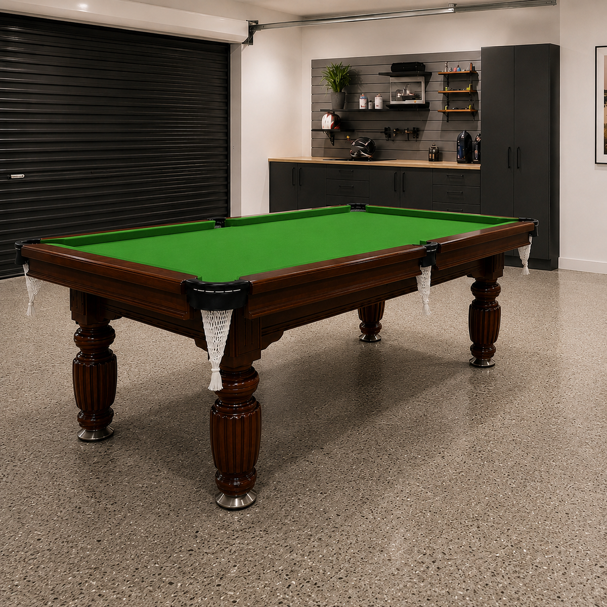 Kooka Living CueNova Prestige W8 8FT New Slate Billiard Table / Pool Table – Walnut Frame- White Billiards net port