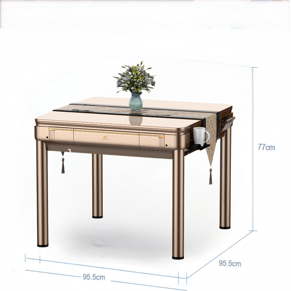 Champagne\Silver Gray Dual-Use Mahjong Table – Silent Operation, Fully Automatic - 2 Sets 144 Tiles