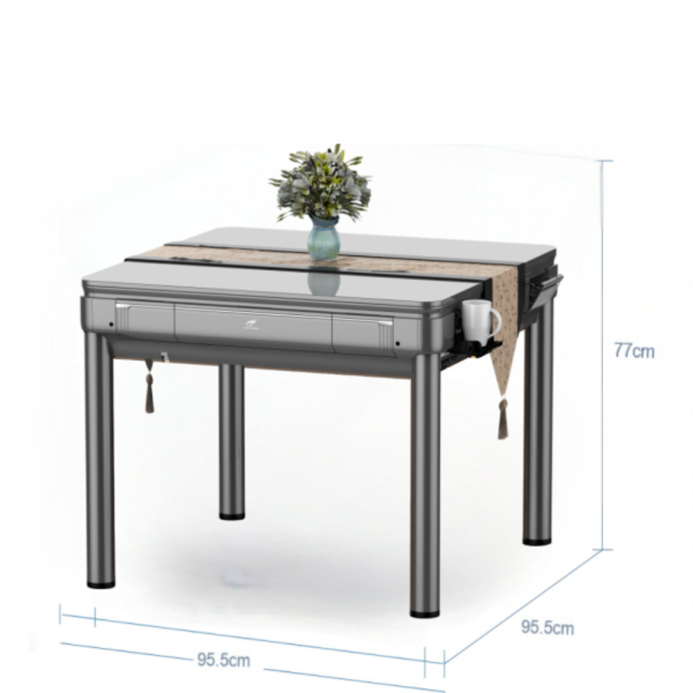Champagne\Silver Gray Dual-Use Mahjong Table – Silent Operation, Fully Automatic - 2 Sets 144 Tiles