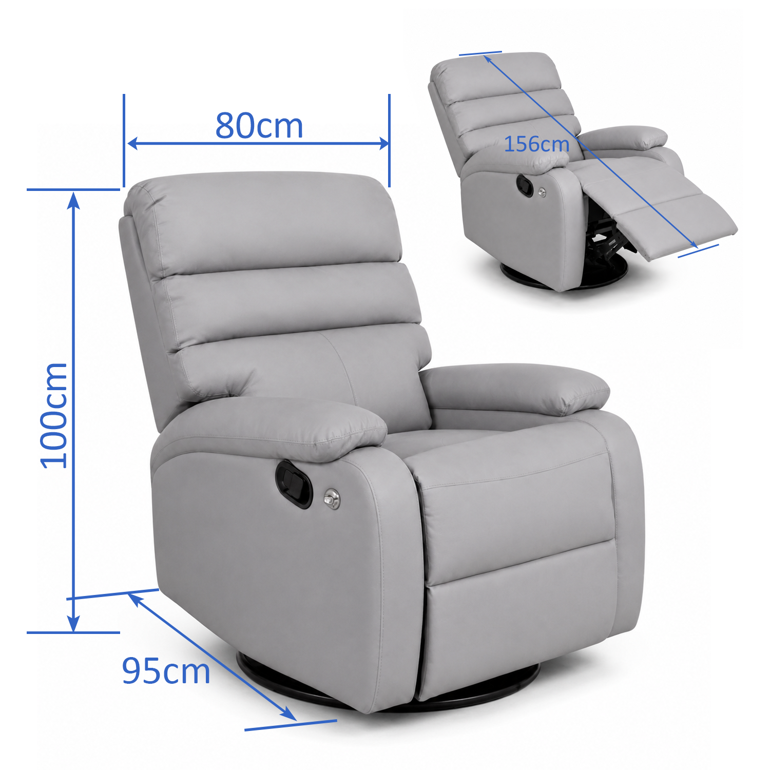 Convertible Lazy Sofa Chair | Reclining Swivel Lounge Chair with Rocking Function, Extendable Footrest & PU Leather Upholstery