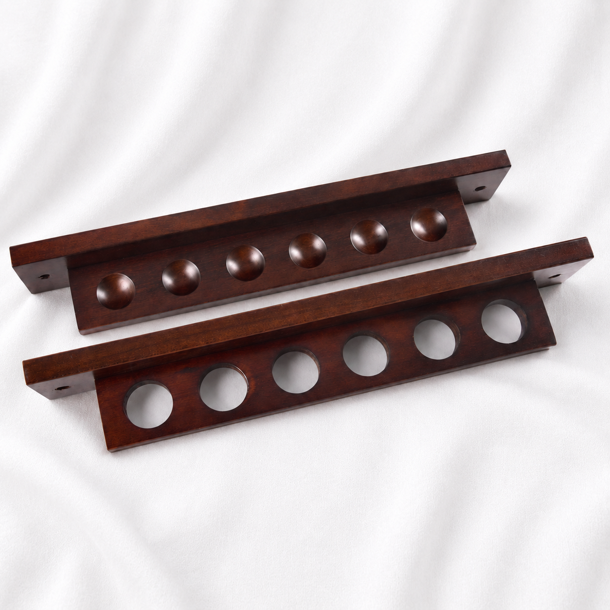 Solid Wood Wall-Mounted Billiard Cue Rack for 6 Cues Black/Walnut