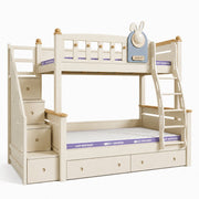 Kooka Living Lumi Kids Bunny Dream Rabbit Bunk Bed | Solid Wood Kids Bed with Storage Drawers, Optional Stair Cabinet & Complimentary Mattress