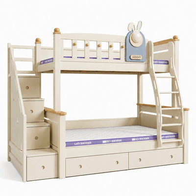 Kooka Living Lumi Kids Bunny Dream Rabbit Bunk Bed | Solid Wood Kids Bed with Storage Drawers, Optional Stair Cabinet & Complimentary Mattress