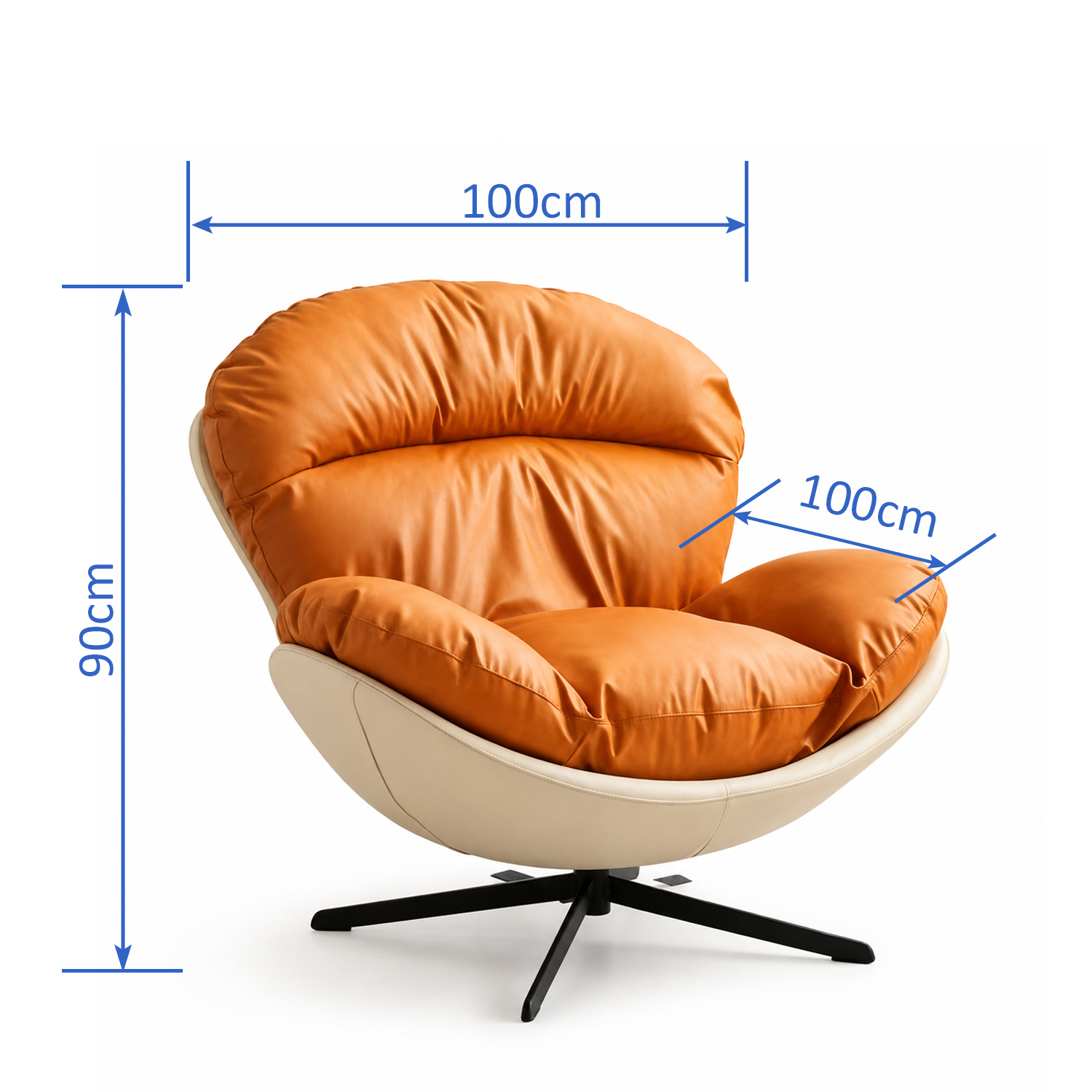 Modern Ergonomic Wingback Swivel Chair | 360° Rotatable Reclining Lounge Chair with PU Leather Upholstery & Plush Cushion Comfort