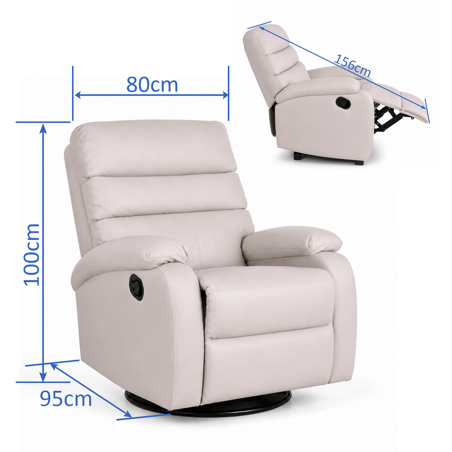 Convertible Lazy Sofa Chair | Reclining Swivel Lounge Chair with Rocking Function, Extendable Footrest & PU Leather Upholstery