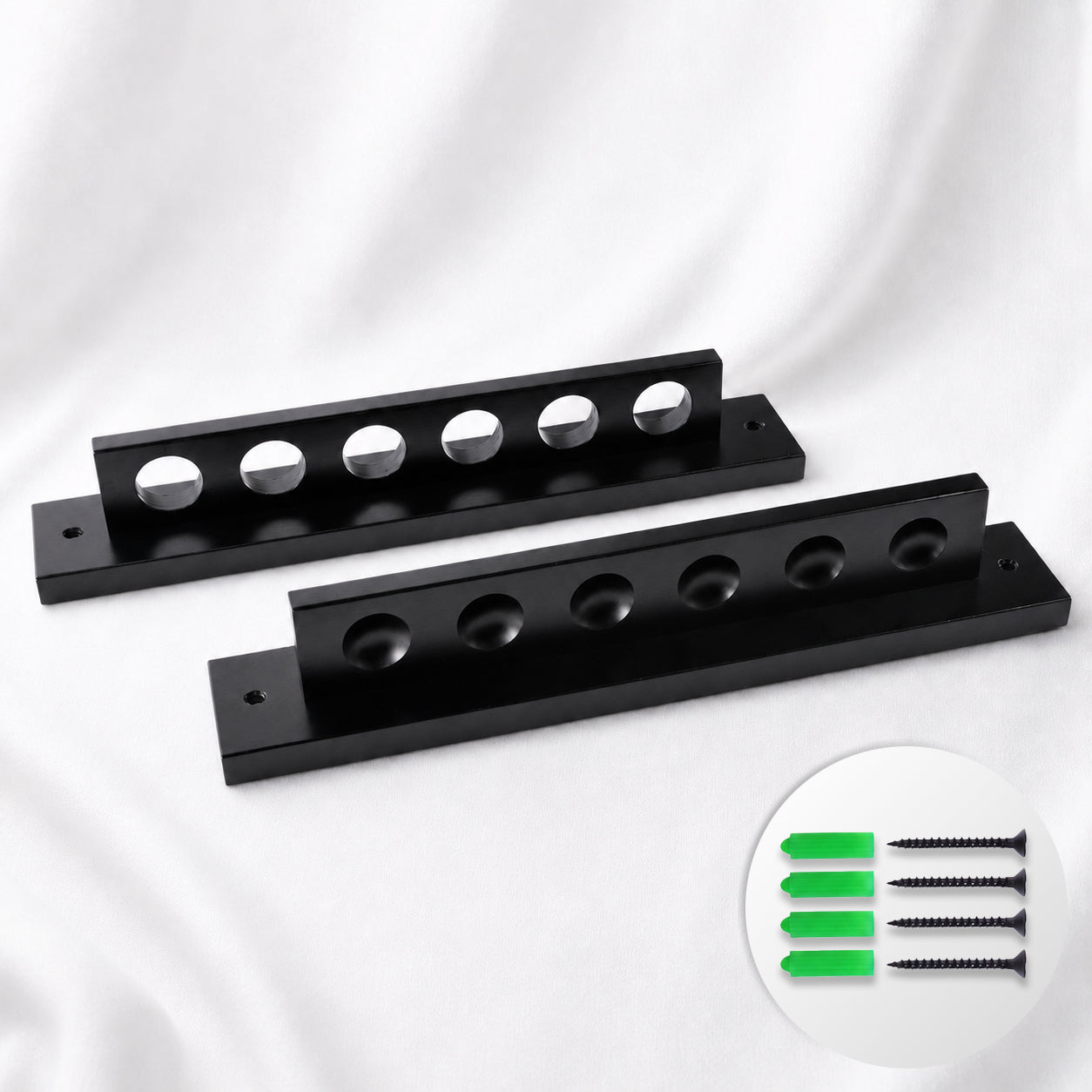 Solid Wood Wall-Mounted Billiard Cue Rack for 6 Cues Black/Walnut