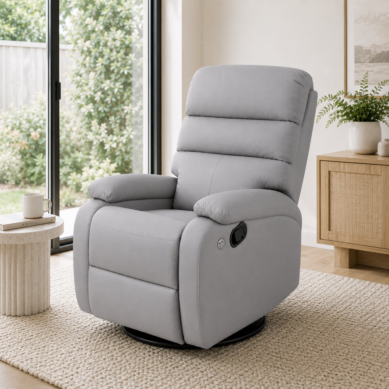 Convertible Lazy Sofa Chair | Reclining Swivel Lounge Chair with Rocking Function, Extendable Footrest & PU Leather Upholstery