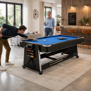 7FT 4-IN-1 Multi-Functional  Convertible Table / Pool Table – BLACK/WALNUT/WHITE