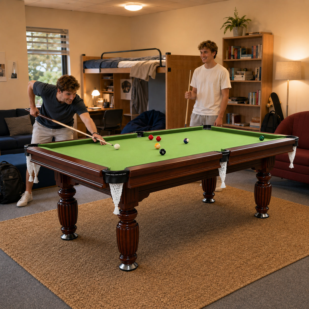 7FT New Slate Billiard Table / Pool Table – Walnut Frame- White Billiards net port