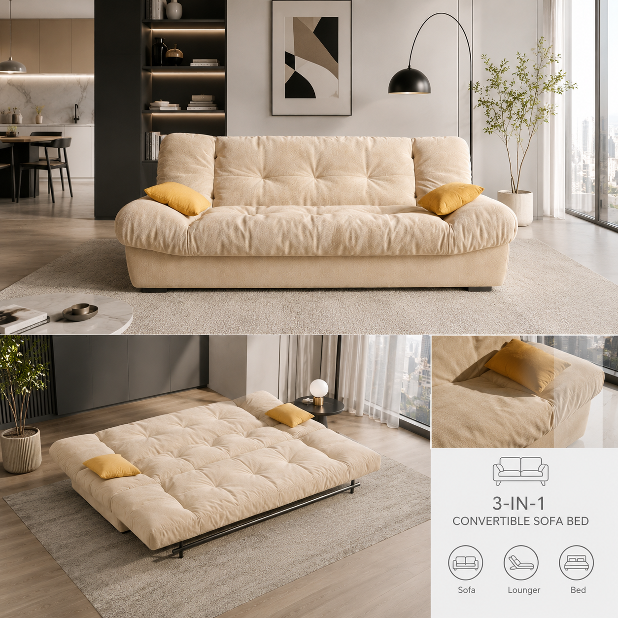 Sofa Bed Living Room Small Apartment Sofa Bed Dual-purpose Folding Double Sofa