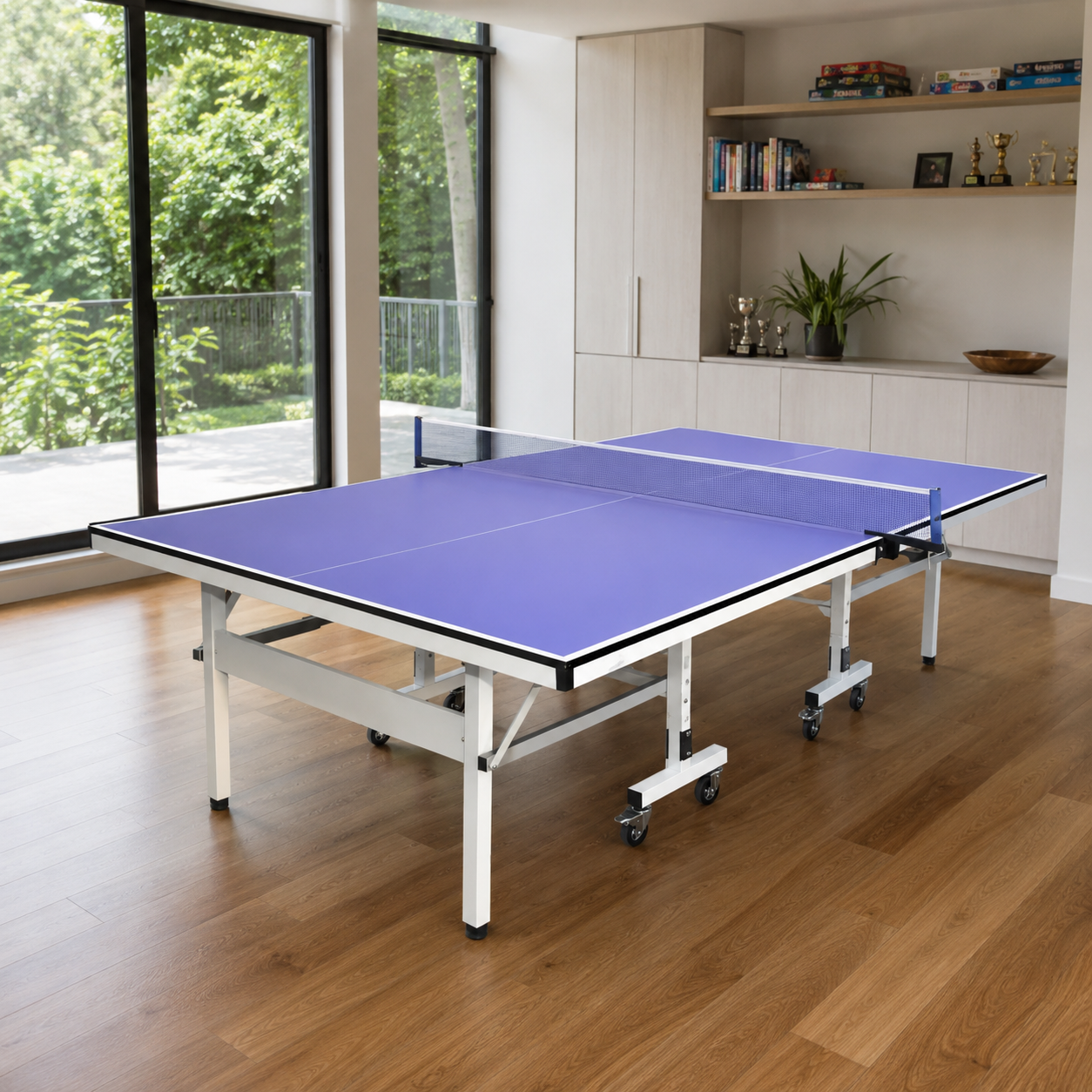 19mm Top Steel Leg Indoor Table Tennis Table Ping-pong Table Home Game - Blue\Black |10-Minute Assembly