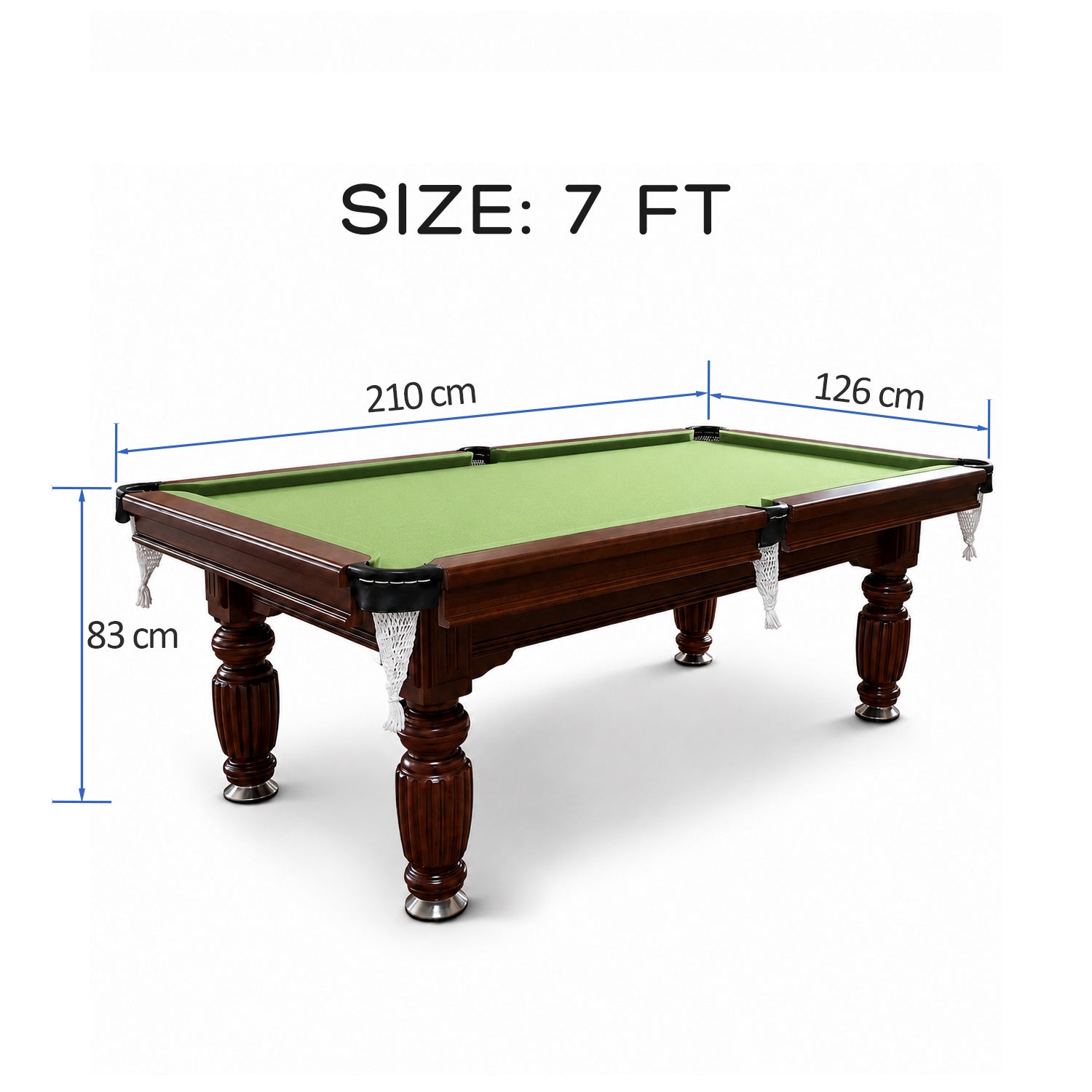 7FT New Slate Billiard Table / Pool Table – Walnut Frame- White Billiards net port