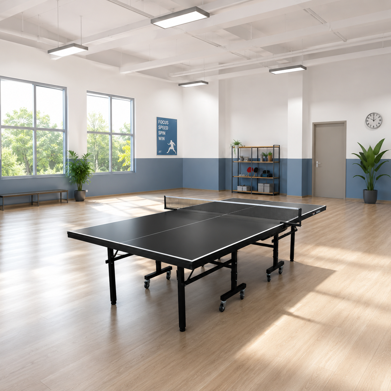 19mm Top Steel Leg Indoor Table Tennis Table Ping-pong Table Home Game - Blue\Black |10-Minute Assembly