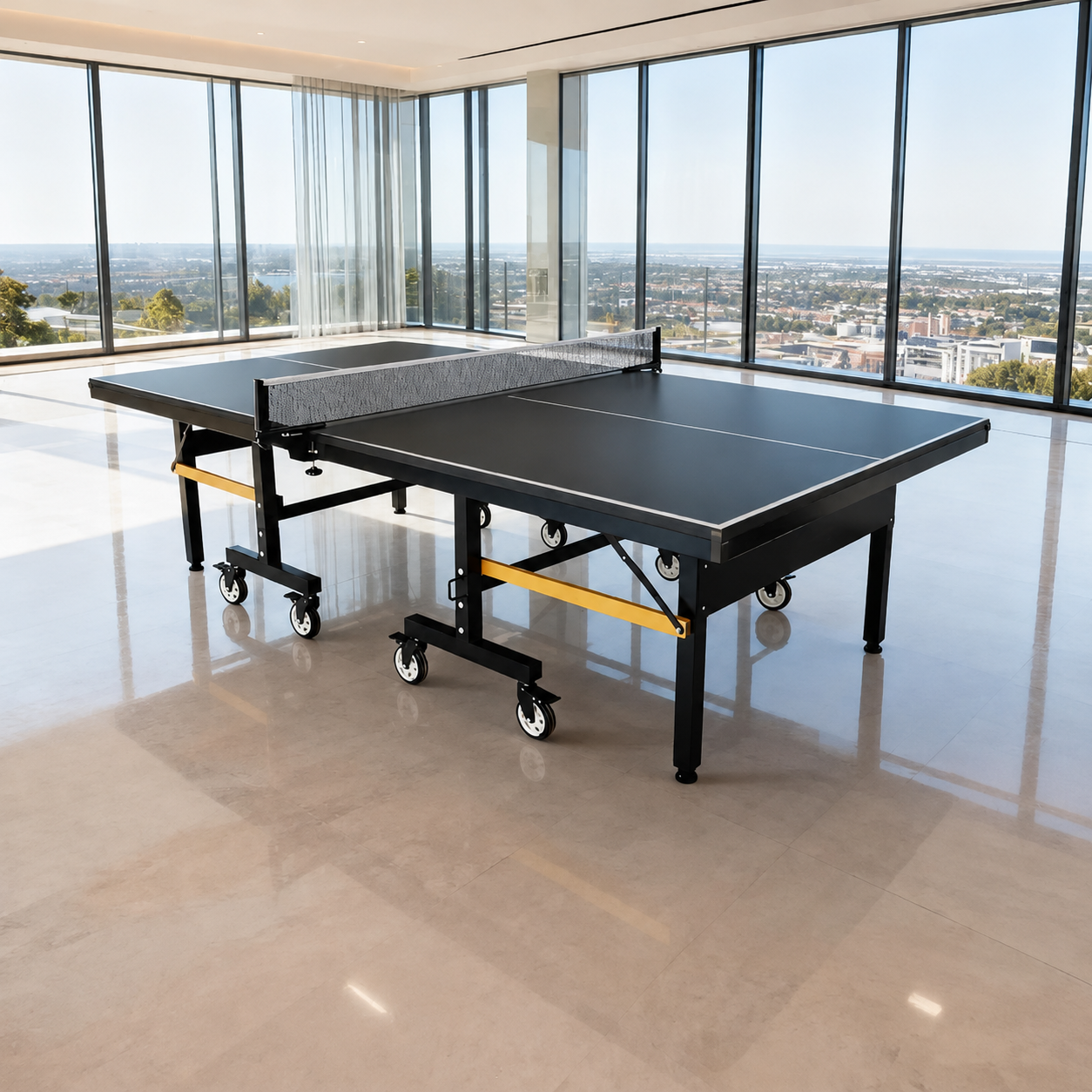 25mm Top Steel Leg Indoor Table Tennis Table - Blue\Black |10-Minute Assembly