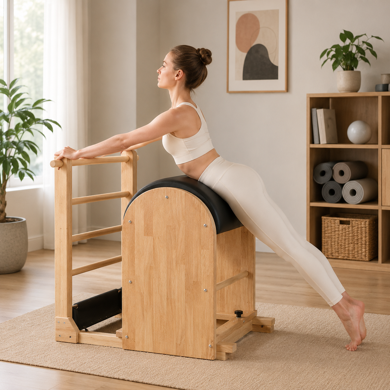 Oak Wood Frame Pilates Ladder Barrel MN-004