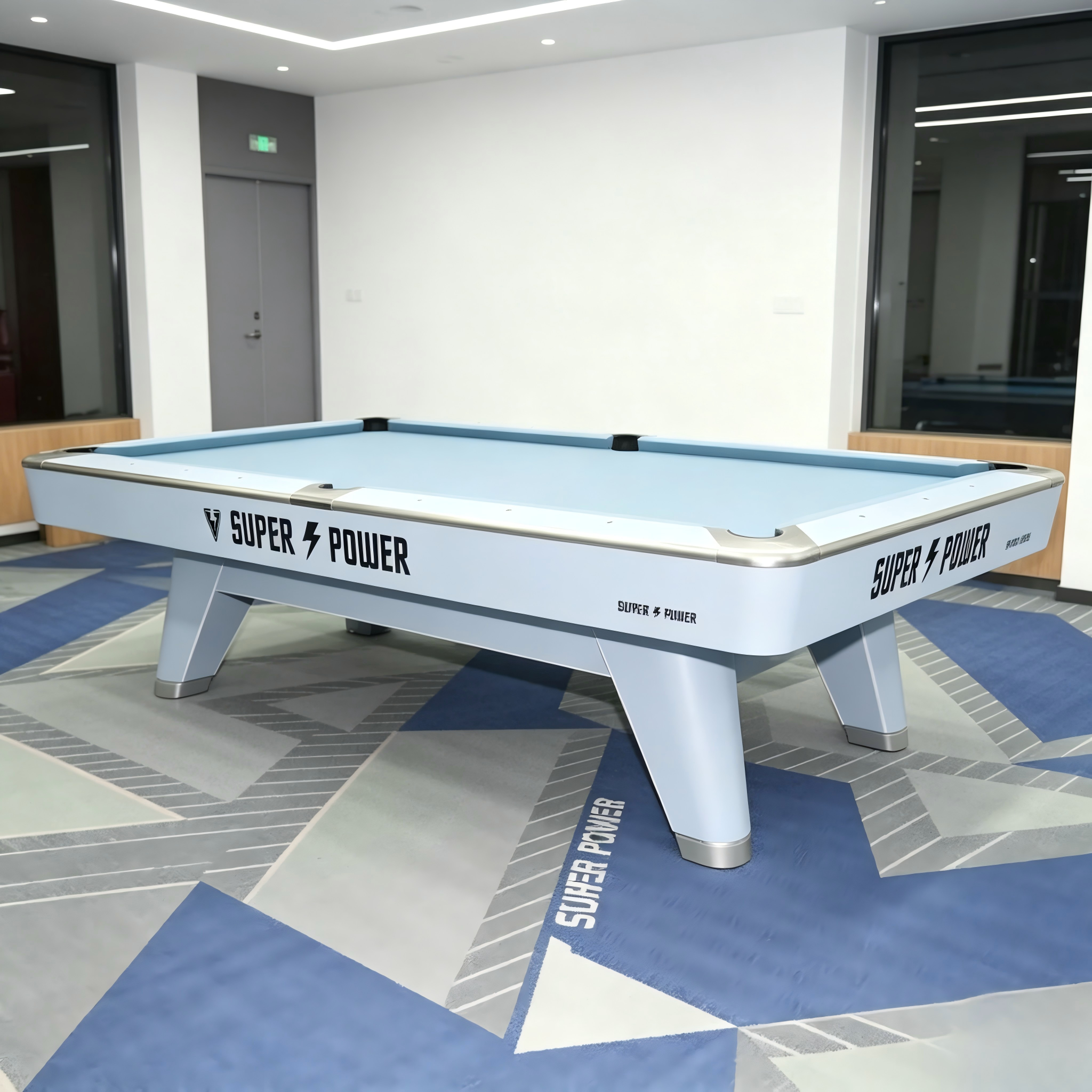 Premium Luxury 8FT Slate Pool Table – Ice Blue Professional Billiard Table with Modern Designer Finish
