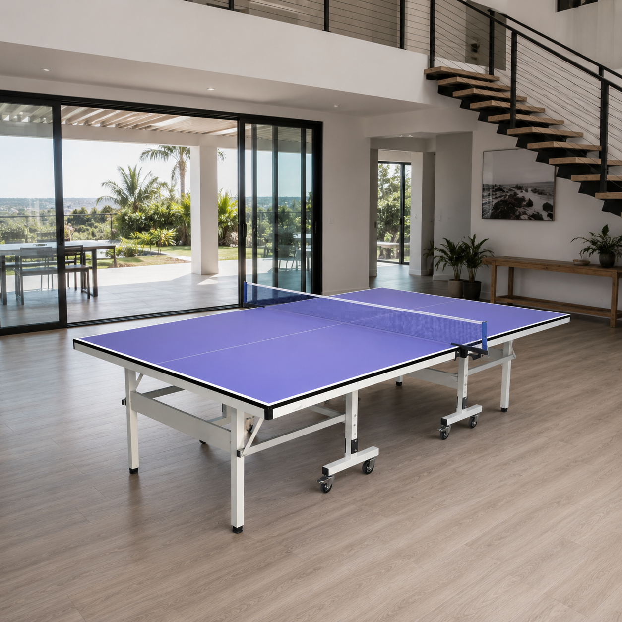 19mm Top Steel Leg Indoor Table Tennis Table Ping-pong Table Home Game - Blue\Black |10-Minute Assembly