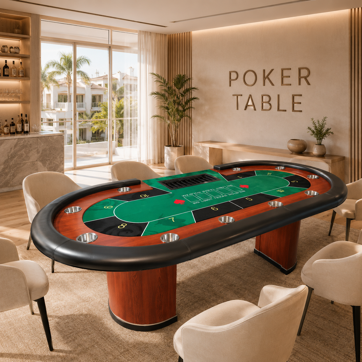 Premium Blackjack Texas Poker Table – Solid Wood Frame, 10-Player