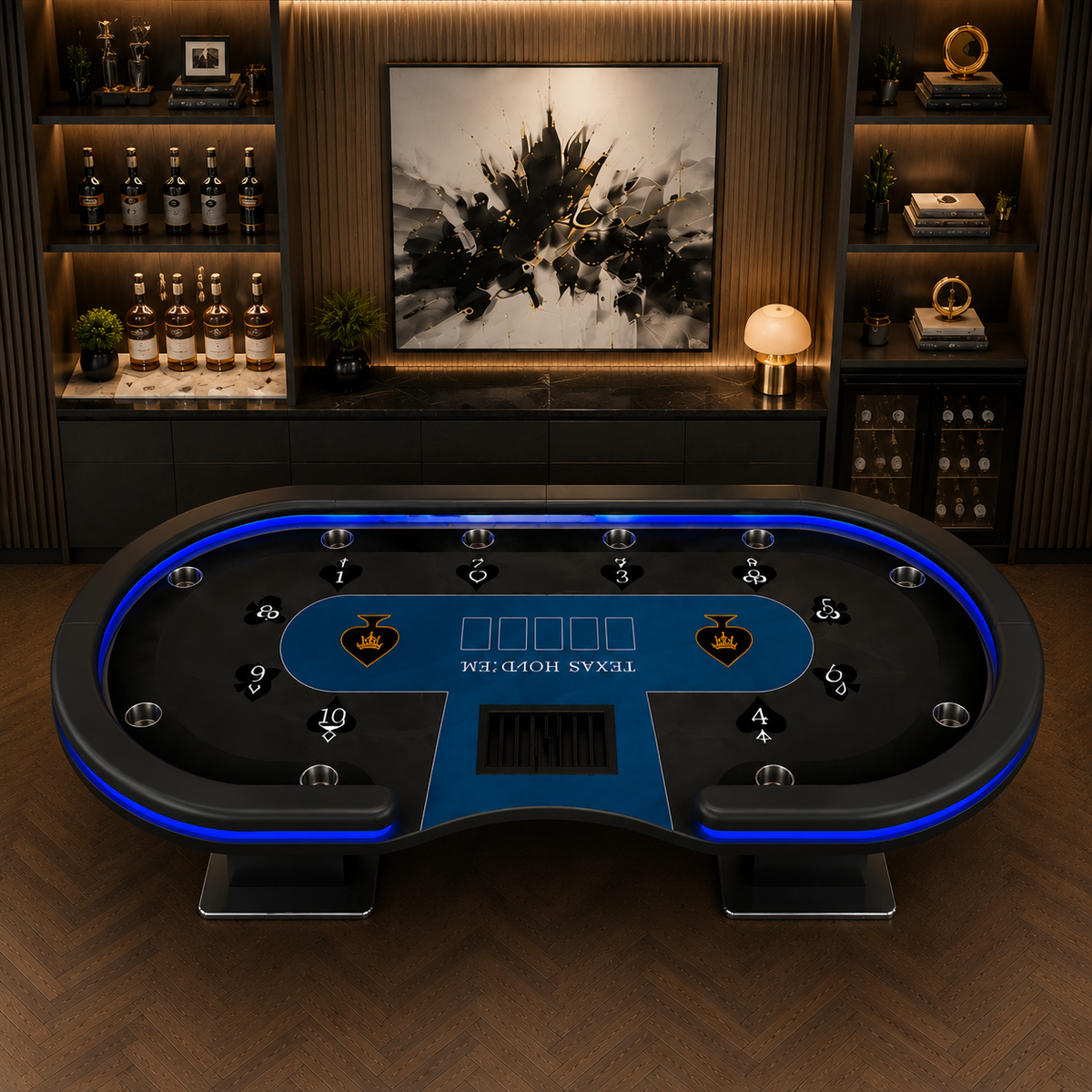 Kooka Living 10-Player LED Poker Table for Home Game Rooms & Clubs