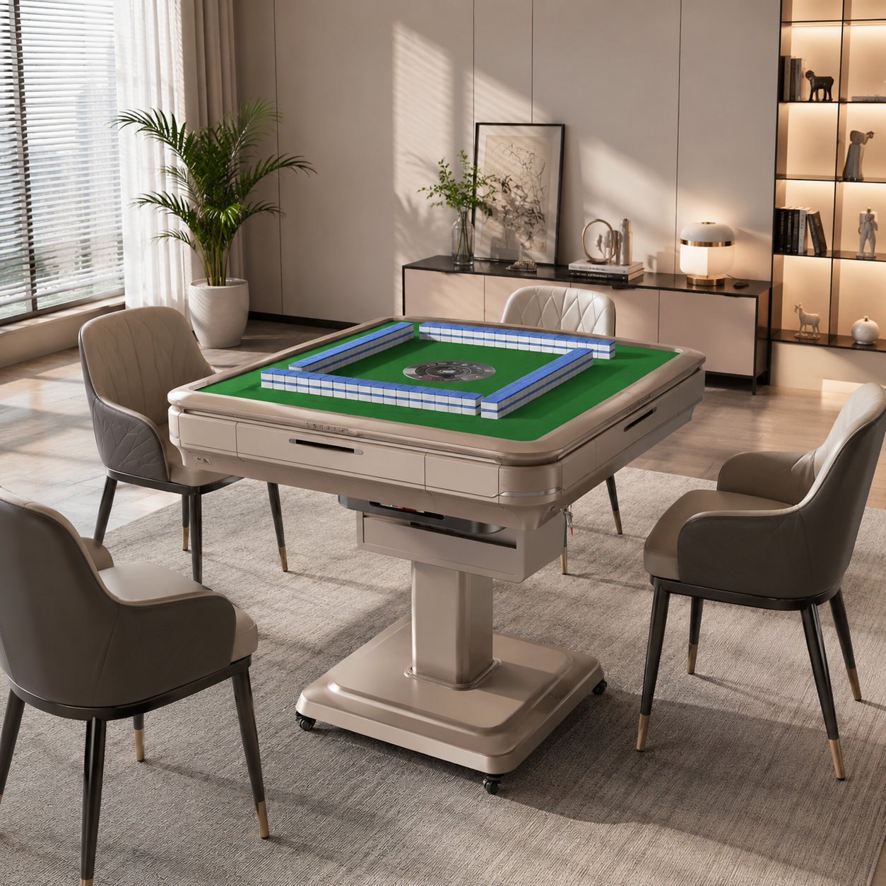 42 MM Chinese Style Folding Automatic Mahjong Table / Dining Table / 2 Sets 144 Tiles