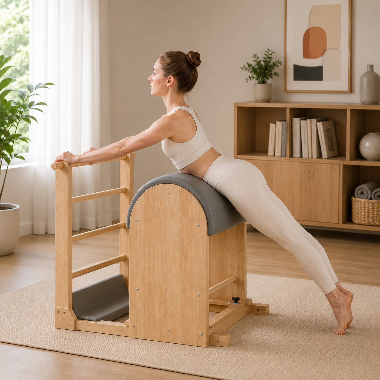 Oak Wood Frame Pilates Ladder Barrel MN-004