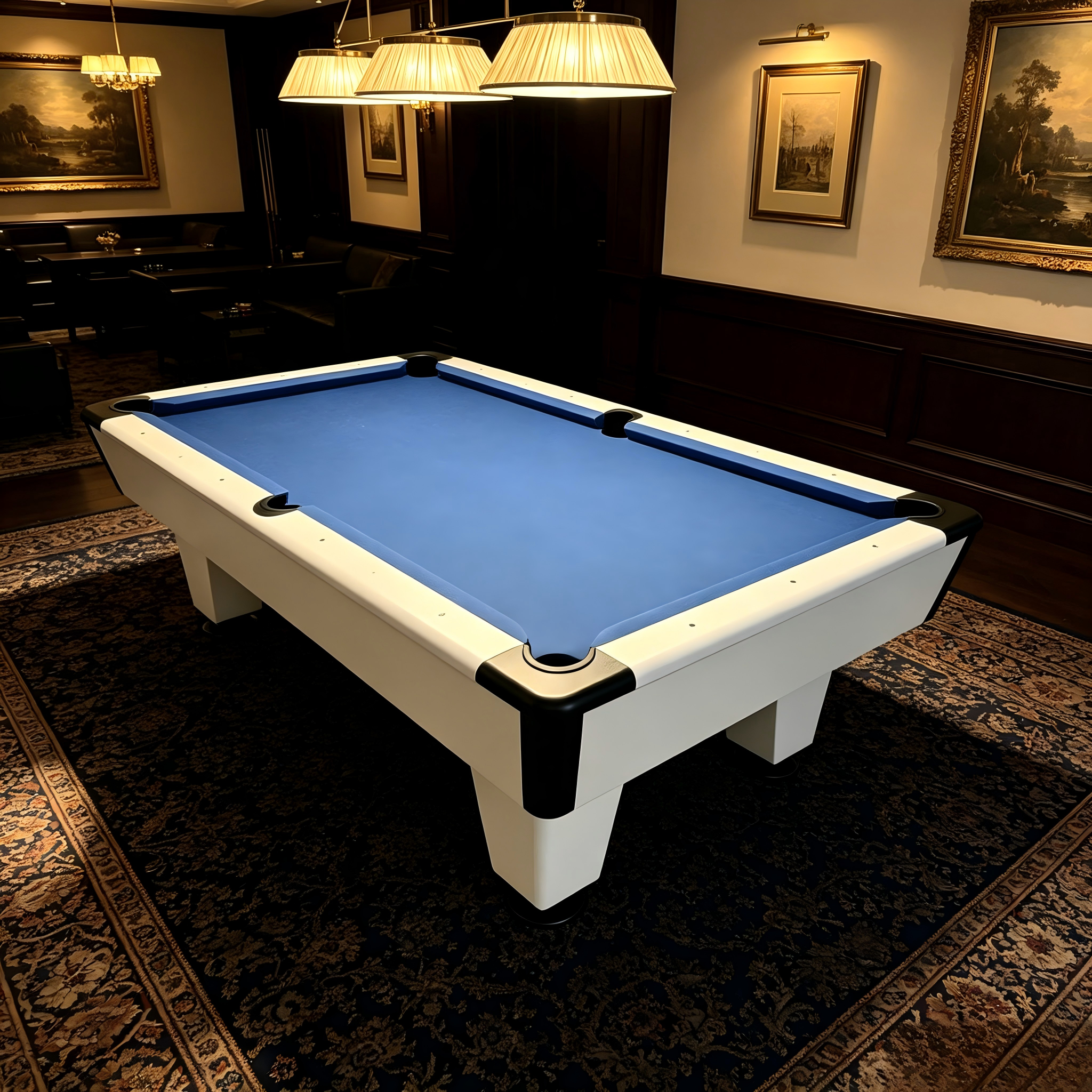 Premium Luxury 8FT Slate Pool Table – Modern White Professional Billiard Table for Home Game Rooms