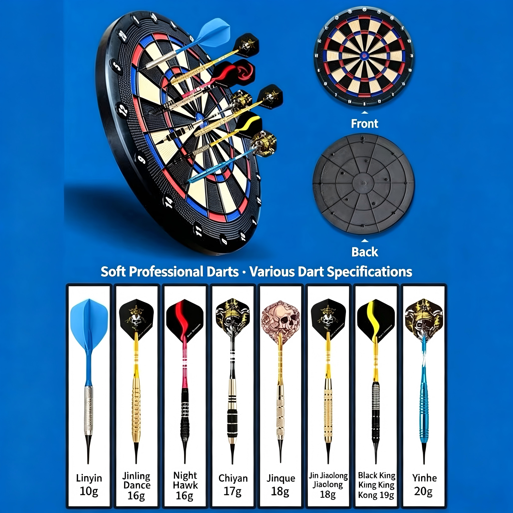 Professional Dartboard Set – On-Target Display Steel Tip Dartboard with Aluminum Shaft Darts