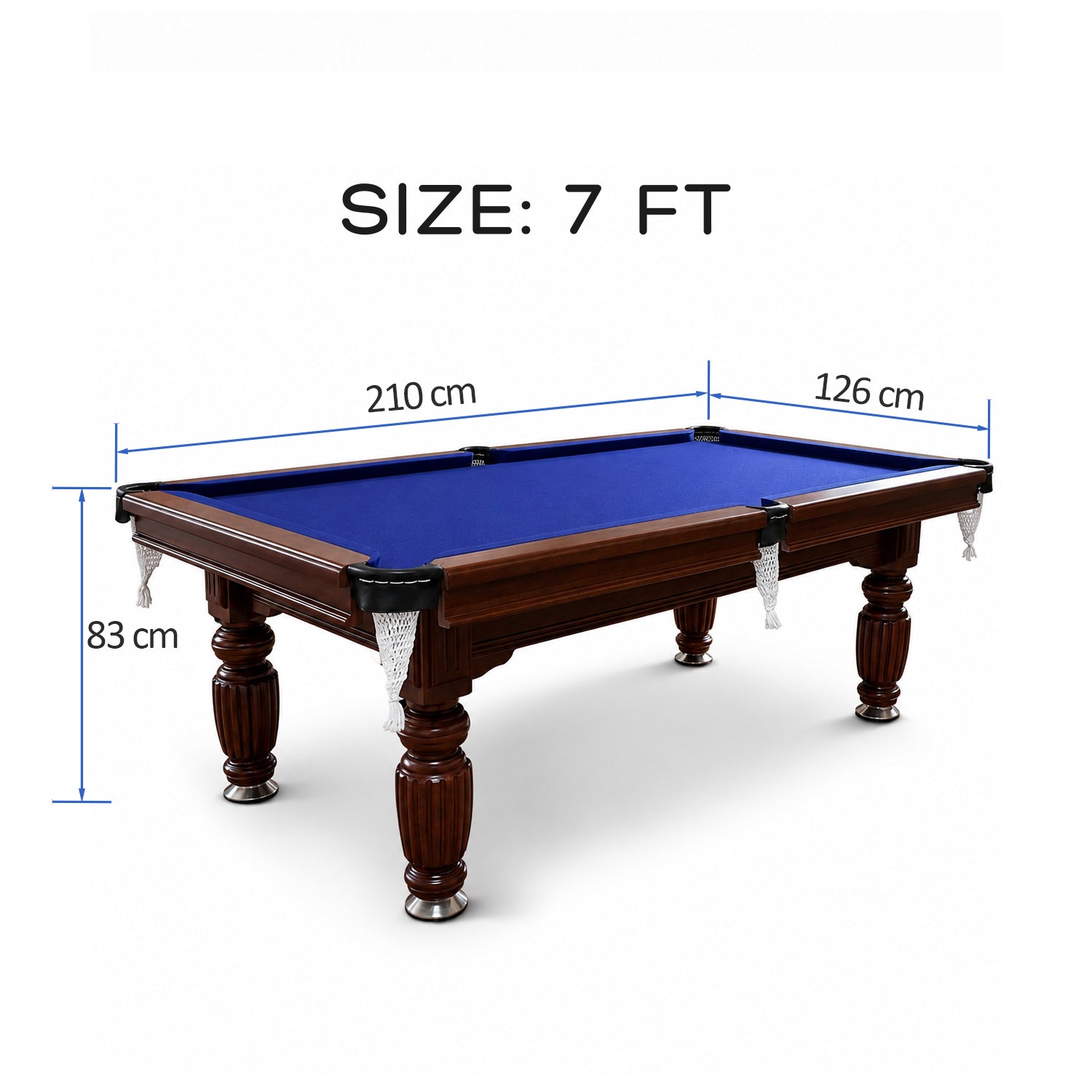7FT New Slate Billiard Table / Pool Table – Walnut Frame- White Billiards net port