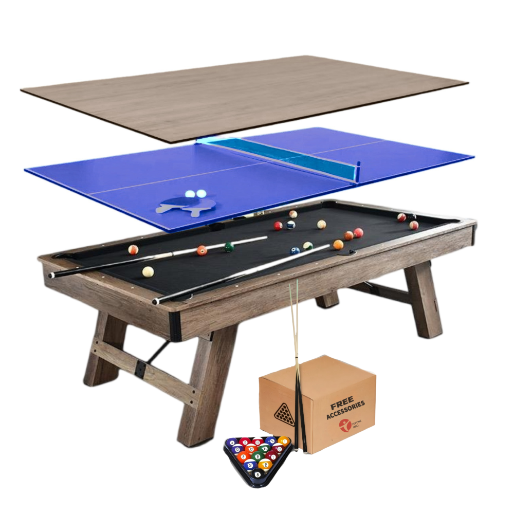 Alisi 7FT/8FT 3-IN-1 Multi-Functional Table/Pool Table/Table Tennis Table/Dining Table – Black Felt