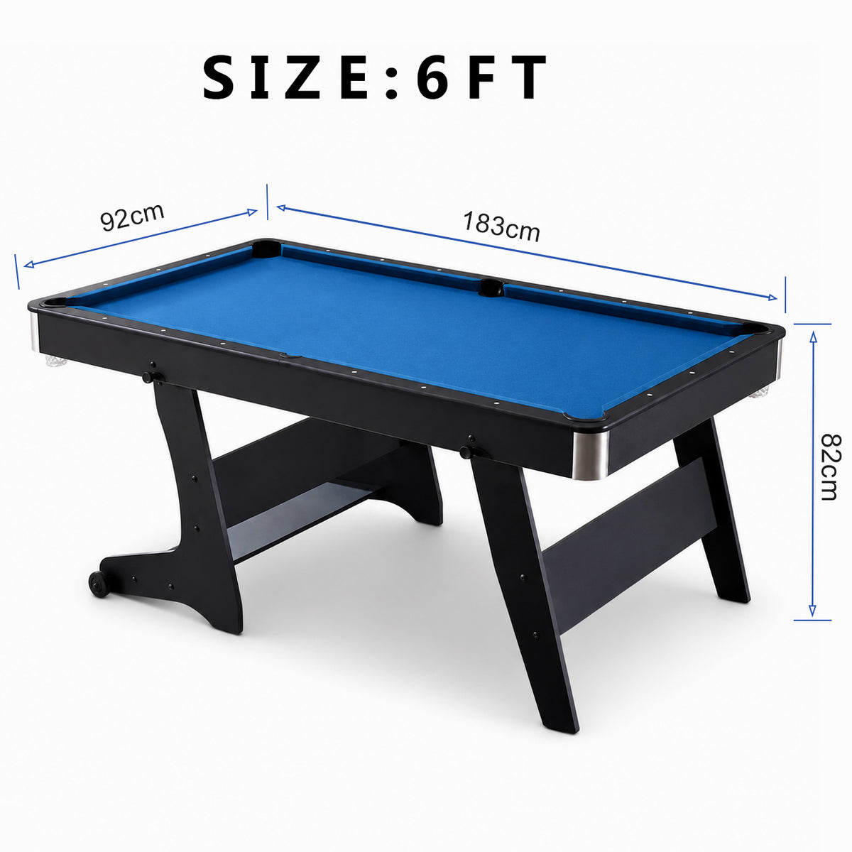 Kooka Living FORMA ONE-X3 6FT Home Pool Table Foldable Billiard Table Multi Functional Pool Table - Blue Felt