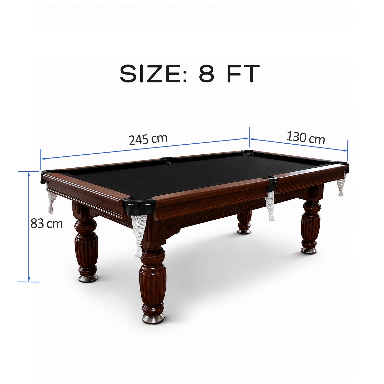 8FT New Slate Billiard Table / Pool Table – Walnut Frame- White Billiards net port
