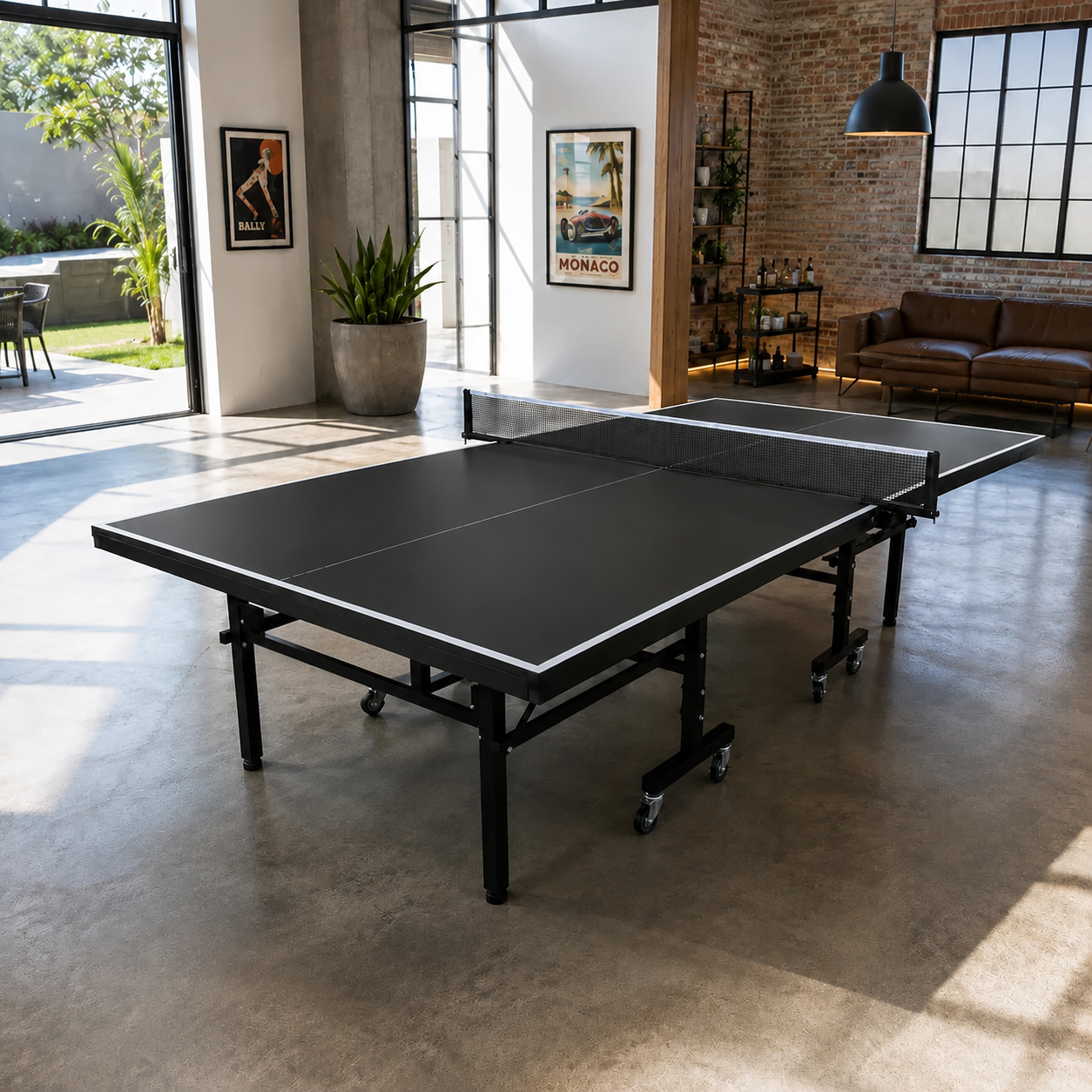 19mm Top Steel Leg Indoor Table Tennis Table Ping-pong Table Home Game - Blue\Black |10-Minute Assembly
