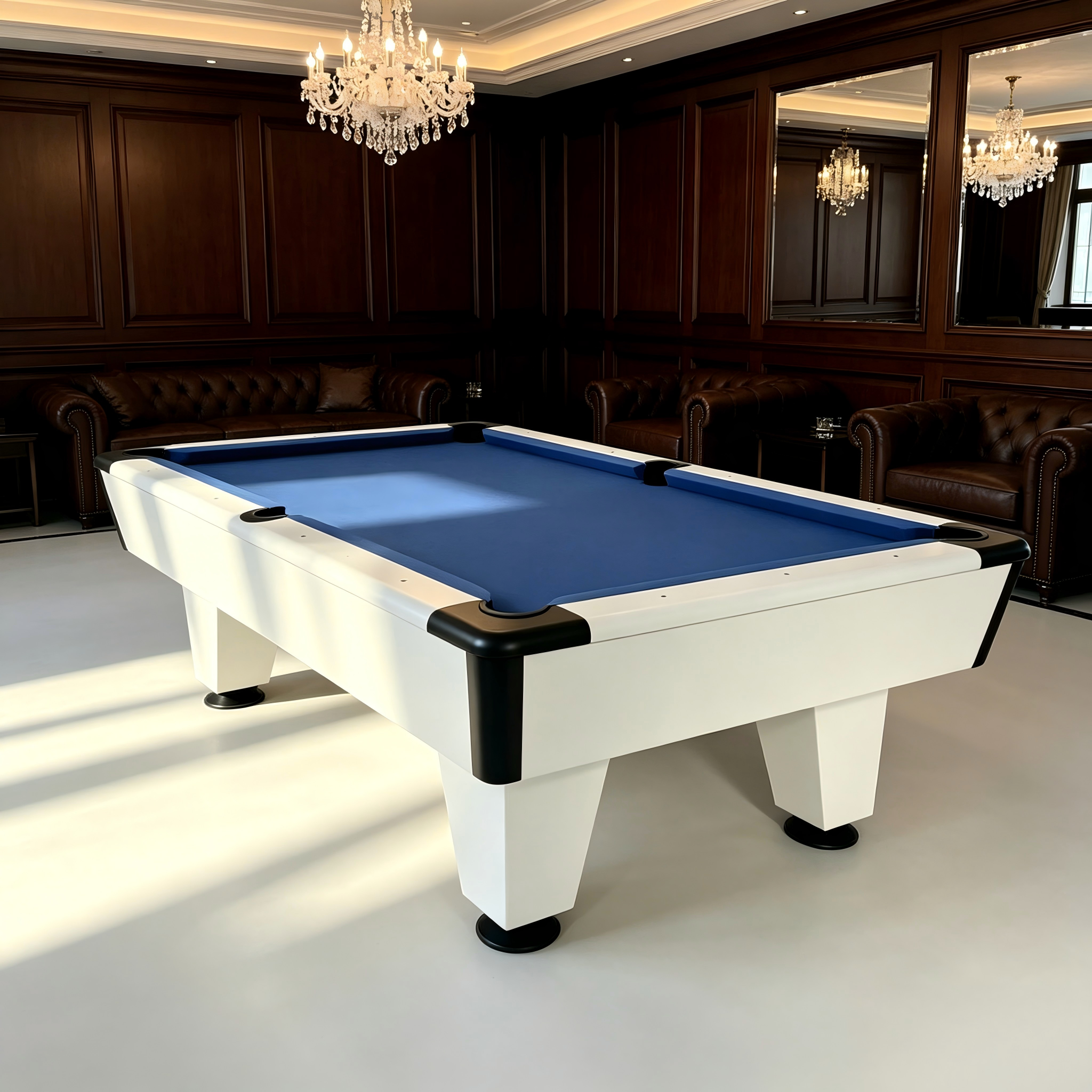 Premium Luxury 8FT Slate Pool Table – Modern White Professional Billiard Table for Home Game Rooms