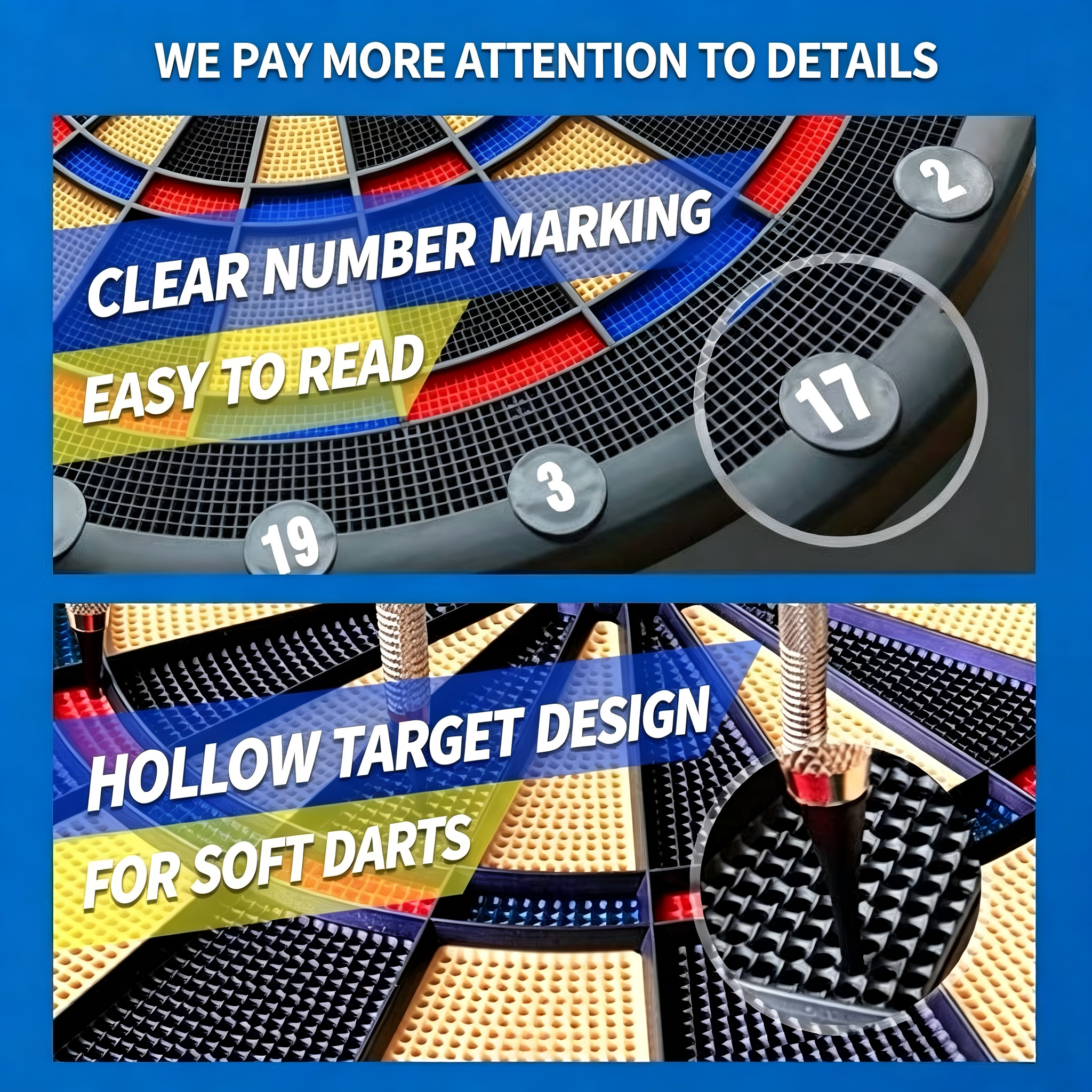 Professional Dartboard Set – On-Target Display Steel Tip Dartboard with Aluminum Shaft Darts