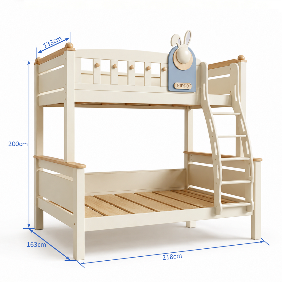 Kooka Living Lumi Kids Bunny Dream Rabbit Bunk Bed | Solid Wood Kids Bed with Storage Drawers, Optional Stair Cabinet & Complimentary Mattress