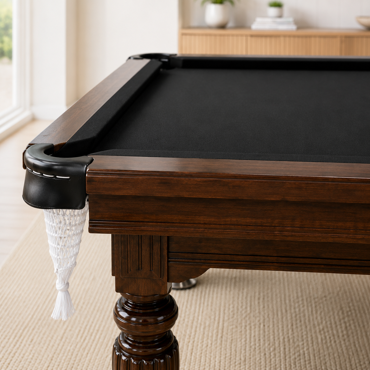 7FT New Slate Billiard Table / Pool Table – Walnut Frame- White Billiards net port