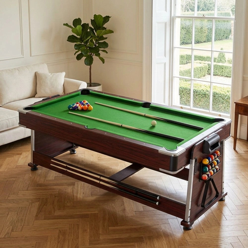 7FT 4-IN-1 Multi-Functional  Convertible Table / Pool Table – BLACK/WALNUT/WHITE